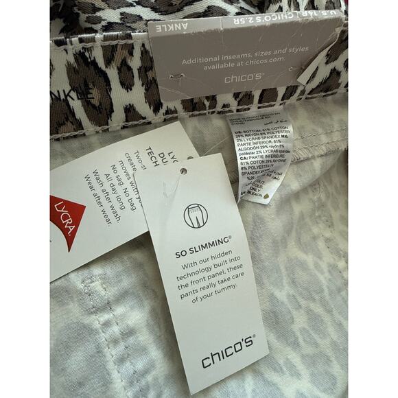 Chico’s So Slimming Girlfriend Cheetah Print Slim Leg Ankle Jeans Brown Size 14R - Picture 8 of 10